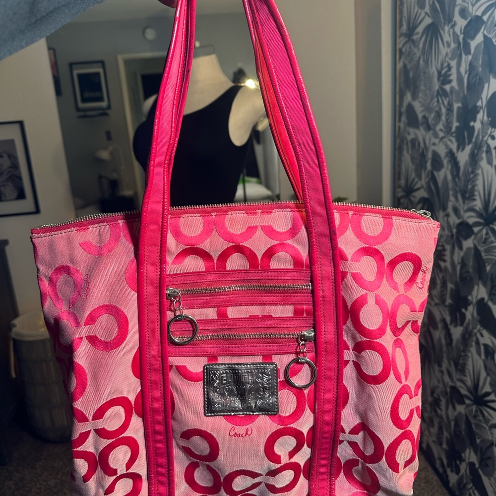 Coach Pink Signature Tote Bag